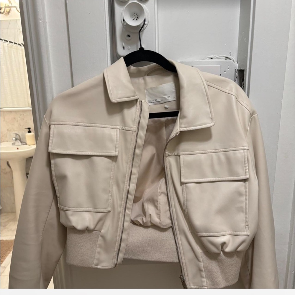 Women's Cream Leather Jacket